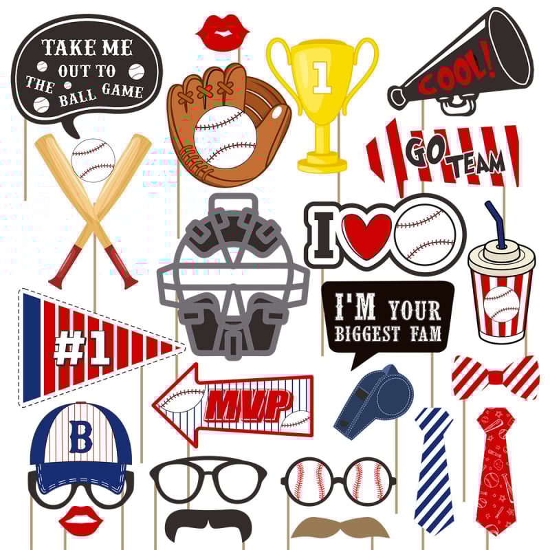 Αξεσουάρ φωτογραφιών για πάρτι μπεϊζμπολ - χάρτινα, εκτυπωμένα, προσαρμόσιμα