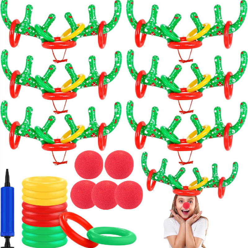 Ineluri gonflabile pentru aruncat cu coarne din PVC, joc de familie pentru petreceri, material PVC, vârsta 7–14 ani