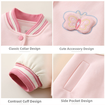 Bērnu jaka ar stāvošu apkakli, karikatūru raksts, 80% kokvilna, garas piedurknes, Korejas stils