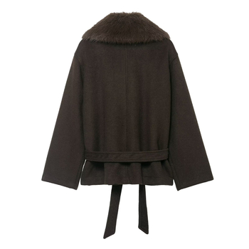 Dámska bunda s kožušinovým golierom, polyester 95%+, dlhé rukávy, zima 2025