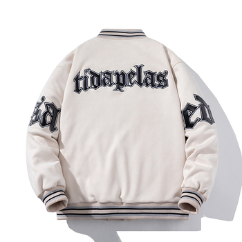 Бейсболно яке в стил хип-хоп, със стойка на яка, цип, дебело квилтирано замшено подплатено, свободен силует, зимно 2022