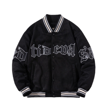 Бейсболно яке в стил хип-хоп, със стойка на яка, цип, дебело квилтирано замшено подплатено, свободен силует, зимно 2022