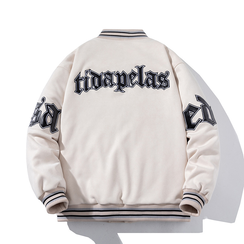 Бейсболно яке в стил хип-хоп, със стойка на яка, цип, дебело квилтирано замшено подплатено, свободен силует, зимно 2022