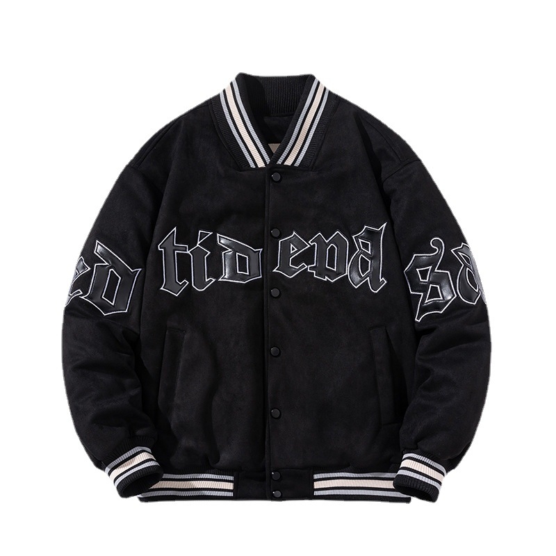 Бейсболно яке в стил хип-хоп, със стойка на яка, цип, дебело квилтирано замшено подплатено, свободен силует, зимно 2022