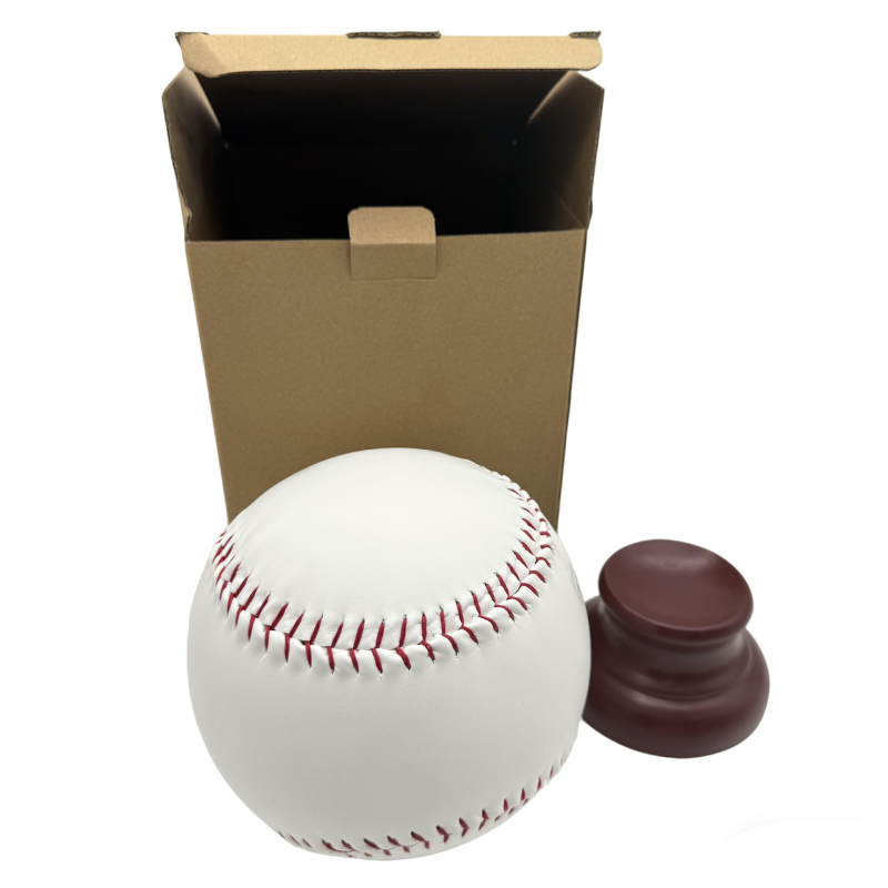 Ornament baseball memorial cu bază de expunere din lemn, minge din PVC, nucleu de plută, logo personalizabil