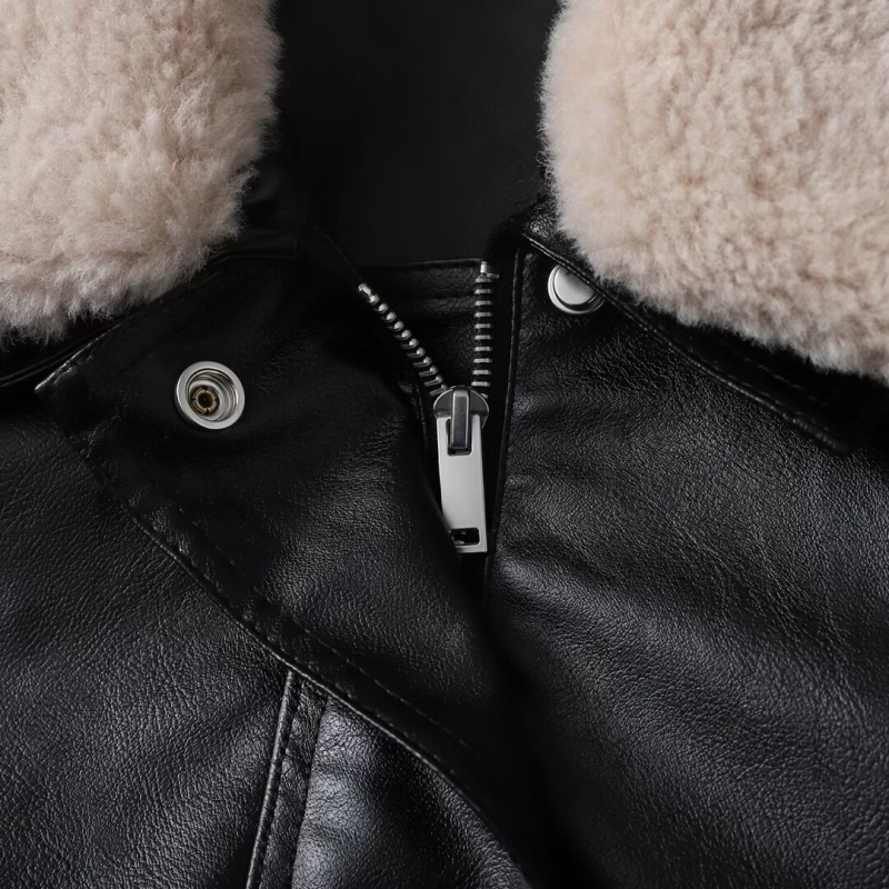 Jakna s krznenim ovratnikom, raglan rukavi, srednja duljina, poliester tkanina, zatvarač na zip