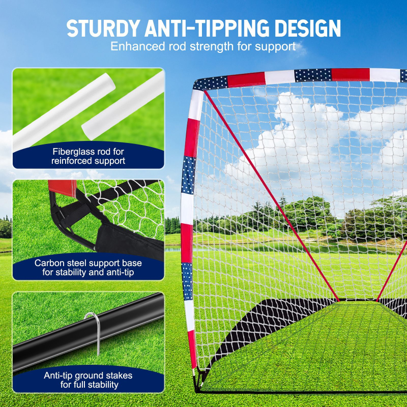 Hokeja vārti ārējai izmantošanai, pārnēsājami trenējumu vārti, ar tukšām stikla šķiedras caurulēm, zīmols Raise the height, logotipa pielāgošana