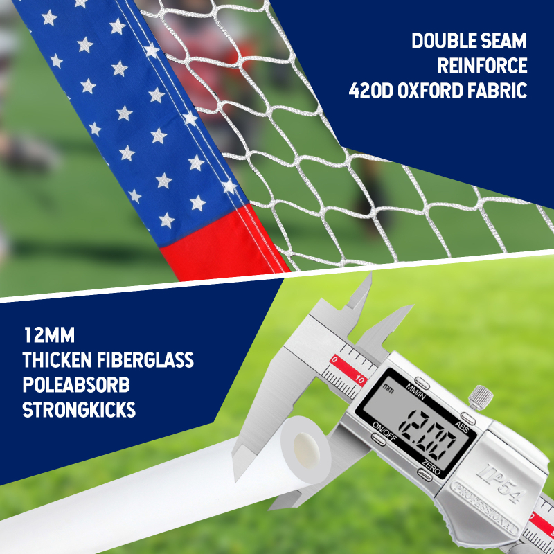 Hokeja vārti ārējai izmantošanai, pārnēsājami trenējumu vārti, ar tukšām stikla šķiedras caurulēm, zīmols Raise the height, logotipa pielāgošana