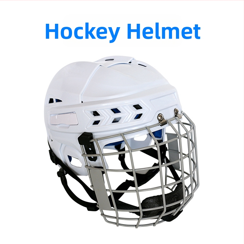 Hokeja ķivere – PP + EVA + oglekļa tērauds; Produkta kods: T1; OEM pieejams; Logotipa drukāšana: iespējama; Piemērojamie sporta veidi: hokejs, ledus un sniega sporta veidi, citi bumbu spēles