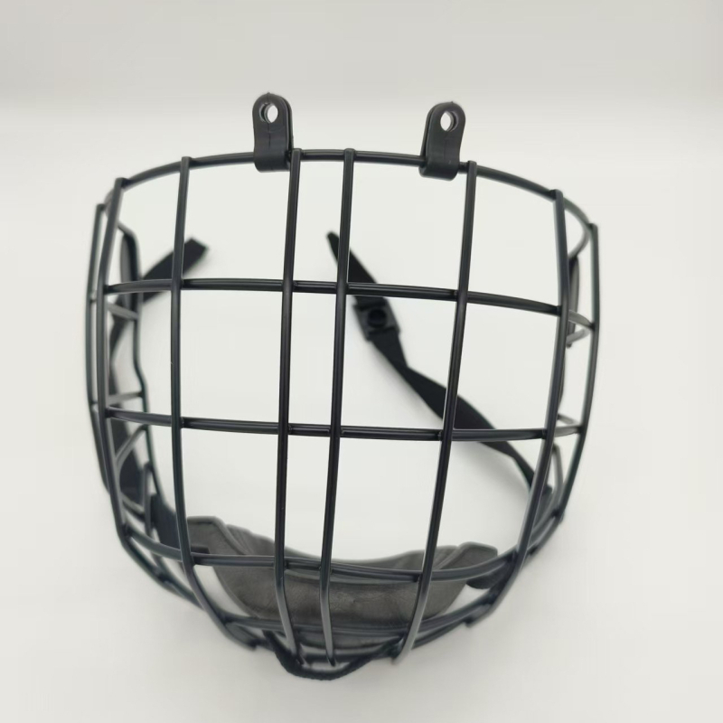 Hokeja pilnā sejas aizsardzības helmets ar zoda aizsargu, siksnu un klipu – A3 dzelzs korpuss, piemērots hokejam un ledus/sniega sportiem