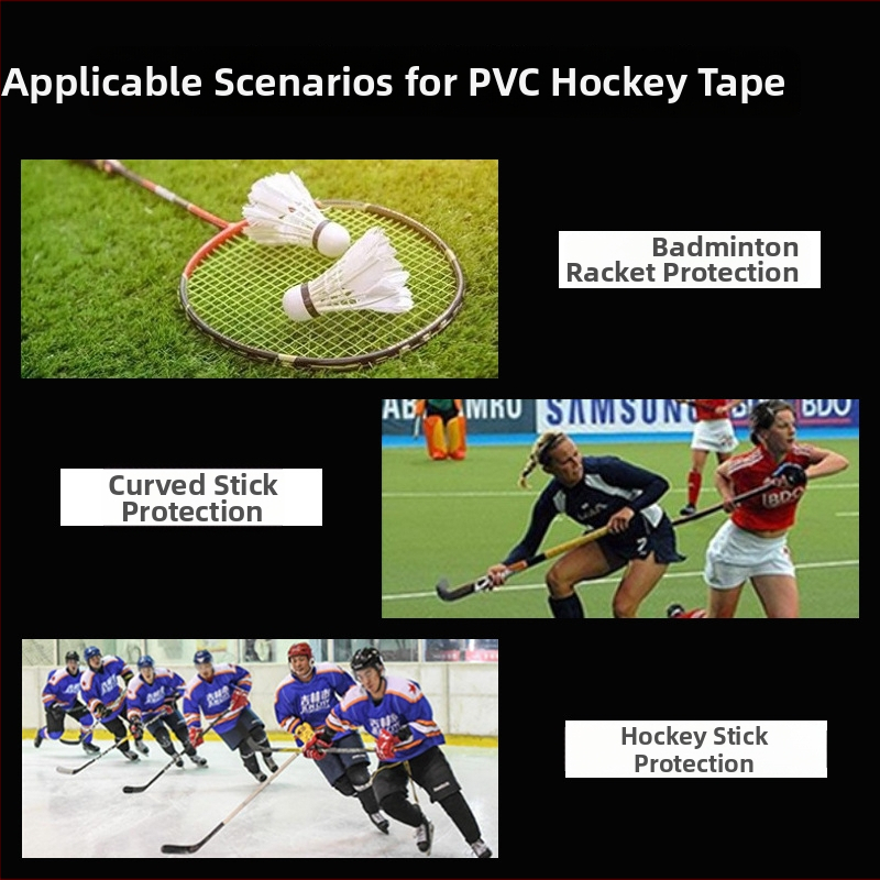 PVC ledhokeja lente – caurspīdīga, augstas viskozitātes gumijas līme, 0,19 mm biezums, substrāts PVC, aizmugurējais materiāls PVC, sērija PVC Ice Hockey Tape