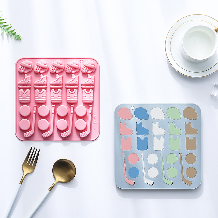 Szilikon sütőforma hokis témával, szabálytalan alak, 27 üreg, tortákhoz és desszertekhez