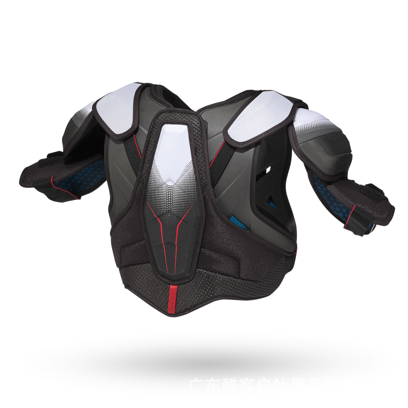 Ledo hokeja vartininko krūtinės apsauga – profesionalus treniruočių apsauginis komplektas, pagrindinė medžiaga nailonas, pečių apsauga, universalus pritaikymas hokejui, logotipo pritaikymas