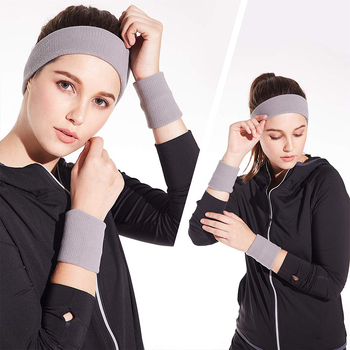Nylon kötött sportos karkötő és fejpánt - Fő anyag: Nylon 85% + latex filament 15%; izzadság-elvezető; alkalmas futásra, edzésre, kerékpározásra, túrázásra