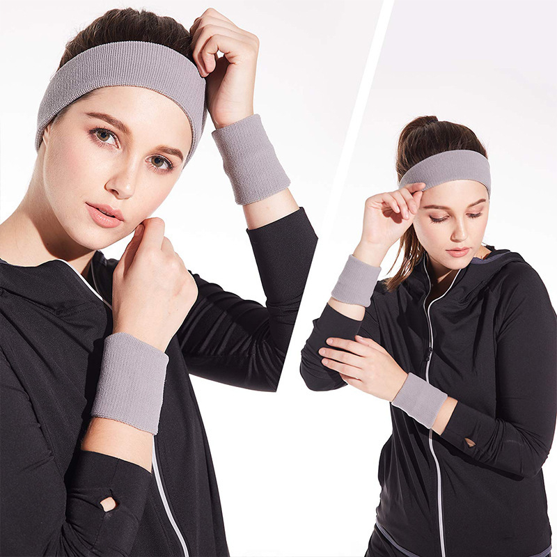 Nylon kötött sportos karkötő és fejpánt - Fő anyag: Nylon 85% + latex filament 15%; izzadság-elvezető; alkalmas futásra, edzésre, kerékpározásra, túrázásra