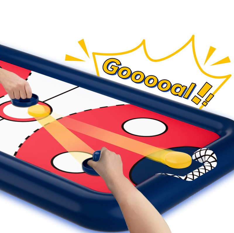 Pufaszott vízi játék készlet hokival, biliárddal és tic-tac-toe-val; PVC anyag; 7–14 éves korig