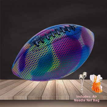 PU regbio kamuolys treniruotėms su šviesia fluorescencine atspindinčia paviršiumi, Amerikos standartas, mašininis siuvimas, prekės ženklas Wild Ball God, LOGO OK