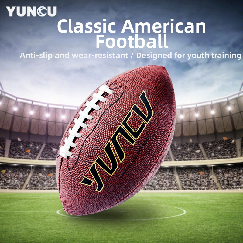 Amerikietiško futbolo kamuolys – PVC medžiaga, siuvama mašina, pritaikomas apdorojimas, spausdinamas LOGO