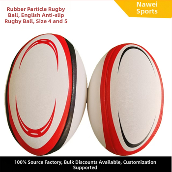 Guminis regbio kamuolys su grubia neslystančia danga treniruotėms ir varžyboms; siuvama mašininiu siuvimu, logotipo spausdinimas įmanomas, kilmė Yiwu, Zhejiang