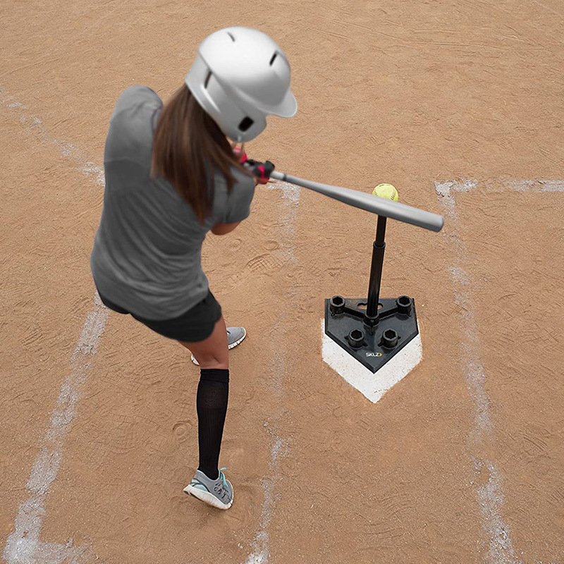 Gumeni stalak za baseball udarac s T-oblikom baze, dizajn s pet otvora, elastične noge, mogućnost dodavanja težine za veću stabilnost