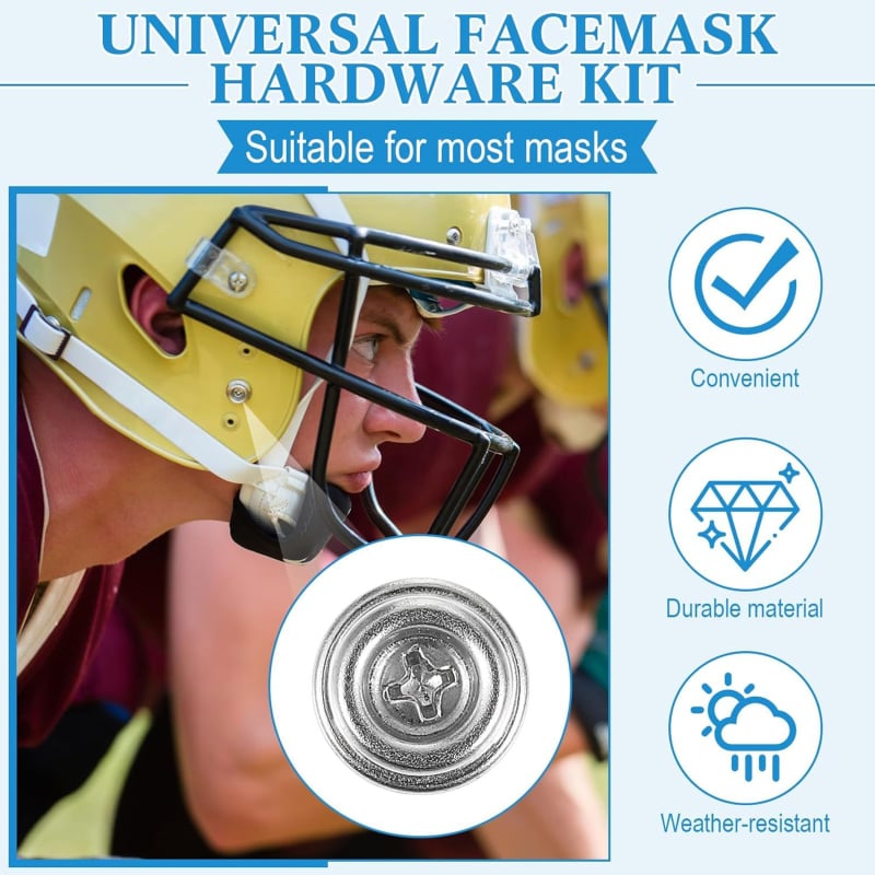 24 dar univerzális arcmaszk csavar sisakokhoz – rozsdamentes acélból, cserecsavarok Baseballhez, amerikai futballhoz és jégkoronghoz
