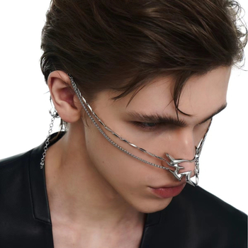 Nosna maska od bakra, elektroplatirana, geometrijski dizajn, unisex, punk stil