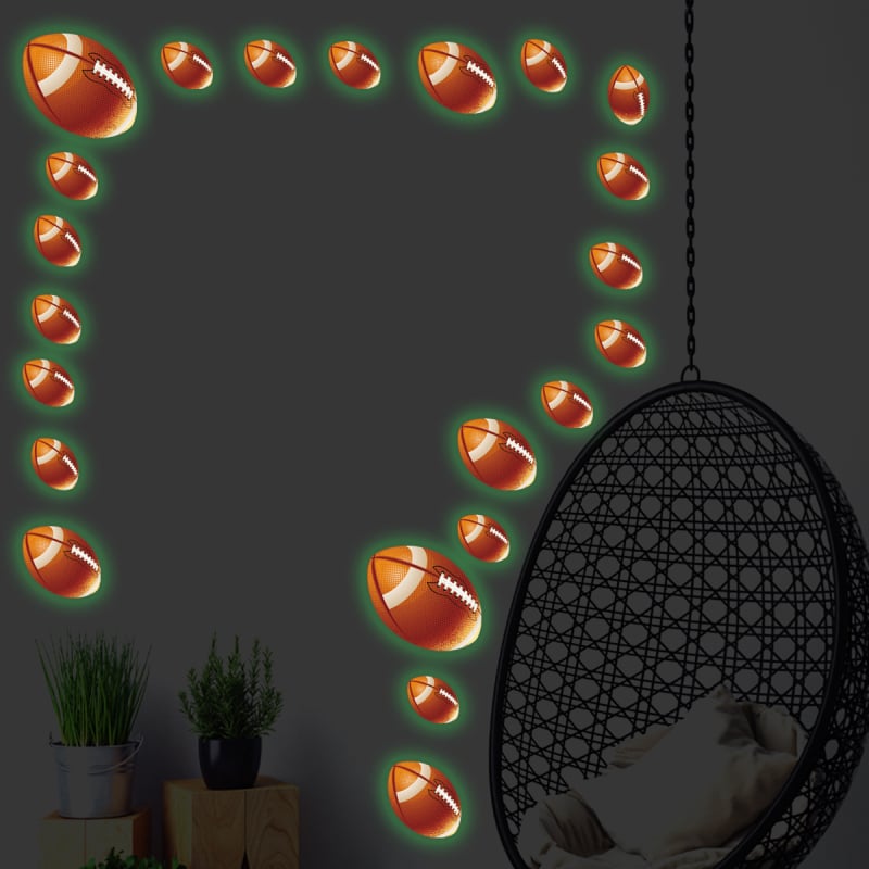 Šviesinantis rugby sienų lipdukas – PVC, lipnus, fluorescens, plokščias sienų lipdukas, Skandinavijos stilius
