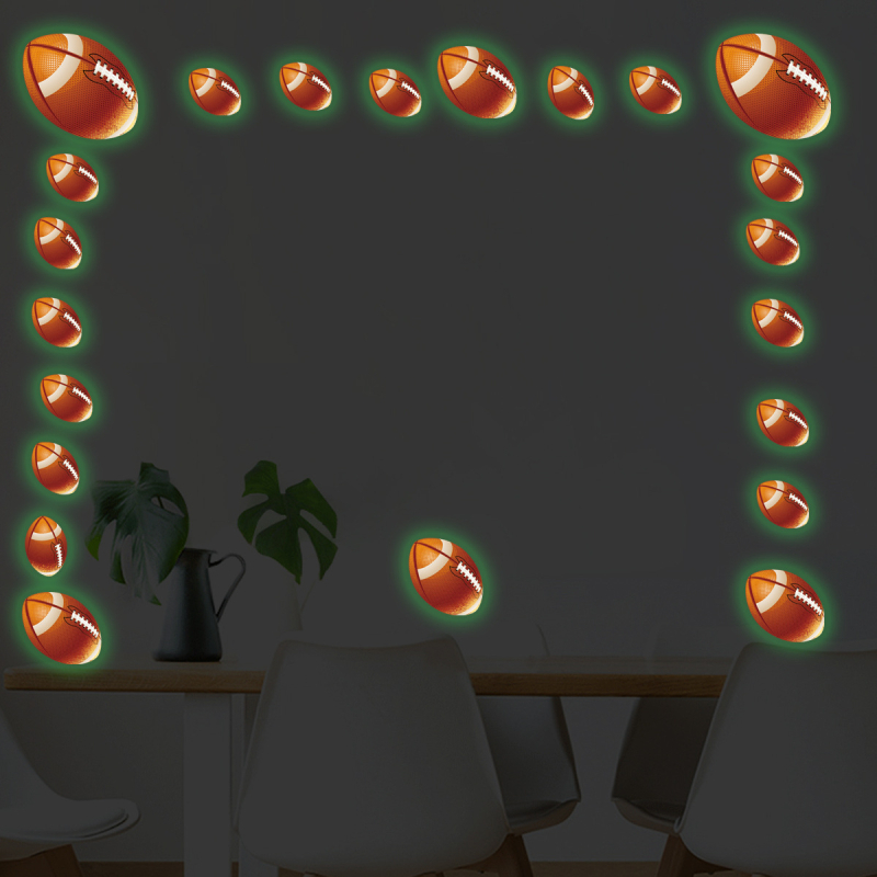 Šviesinantis rugby sienų lipdukas – PVC, lipnus, fluorescens, plokščias sienų lipdukas, Skandinavijos stilius
