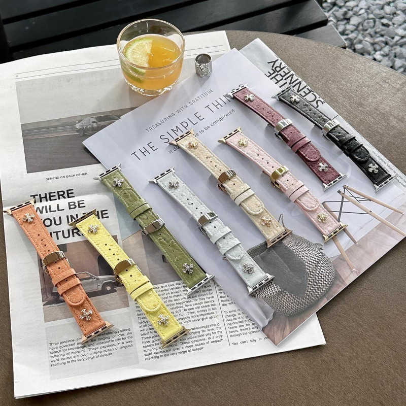 Apple Watch siksna ar tauriņa sprādzi, strausa ādas izskats, zīmols Nothing, saderīgs ar Apple Watch, siksnas materiāls: Super fiber, moderns stils