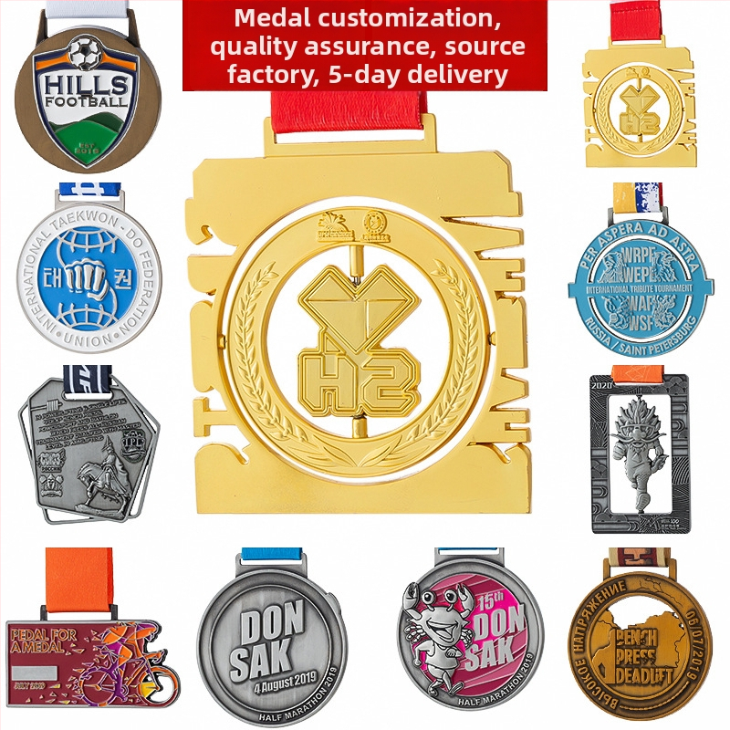 Pasākumu metal medaļa, cinka sakausējums, zeltaina pārklājums, logotipa personalizācijas druka, svars 60 g