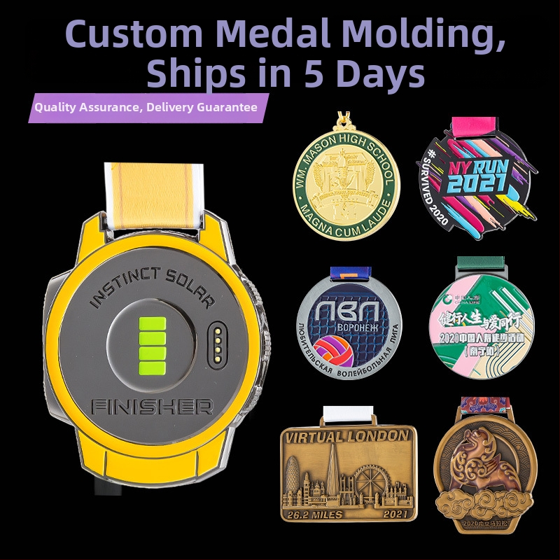 Pasākumu metal medaļa, cinka sakausējums, zeltaina pārklājums, logotipa personalizācijas druka, svars 60 g