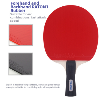 Set reketa za stolni tenis s bazom od topole, guma s reverznim ljepilom, ravna raketa, dvije rekete i dvije lopte, otisnuti logo