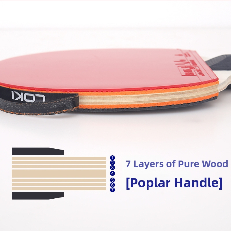 Set reketa za stolni tenis s bazom od topole, guma s reverznim ljepilom, ravna raketa, dvije rekete i dvije lopte, otisnuti logo