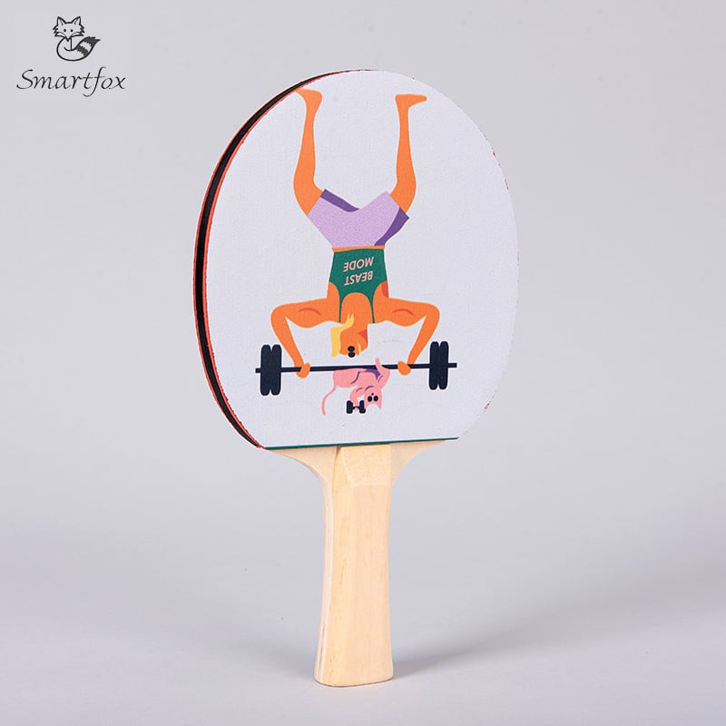 UV otisnuta raketa za stolni tenis, prilagodljiva, guma protiv ljepila, bočni udarac
