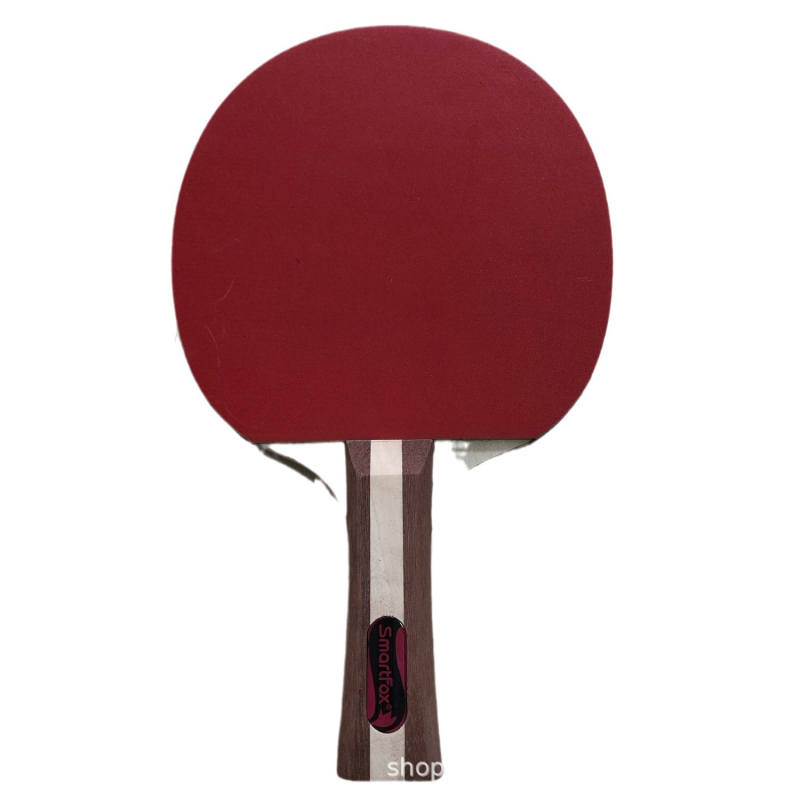 Pradedančiųjų stalo teniso raketės komplektas – dvi raketės ir trys kamuoliukai; Fox, liepų plokštė, guma su tiesioginiais klijais, horizontali raketė, modelis F002