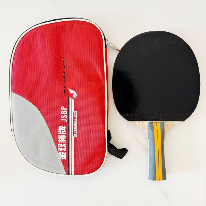 Stalo teniso raketė su dvipuse anti prilipimo guma, topolio plokštė, laikiklis Shakehand