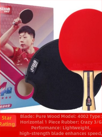 Stalo teniso raketė Double Happiness su anti-prilimpančia guma ir tiesia rankena (gryno medžio pagrindas; tinka stalo tenisui ir badmintonui)