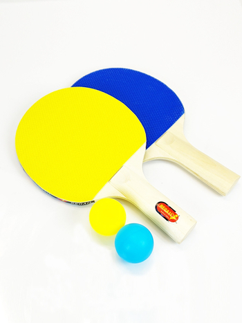 Vaikų stalo teniso raketės komplektas pradedantiesiems – 2 raketės, 2 kamuoliukai, kriaušės formos krepšys, teigiamas klijavimas
