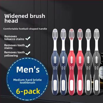 Rankinis dantų šepetėlis su regbio stiliaus rankena, modelis VB-718, vidutinio kietumo šereliai, dėžutė 120 vienetų