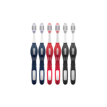 Rankinis dantų šepetėlis su regbio stiliaus rankena, modelis VB-718, vidutinio kietumo šereliai, dėžutė 120 vienetų