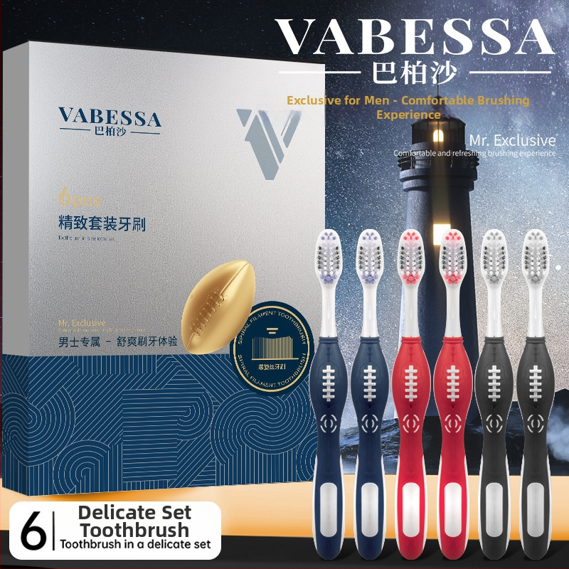 Rankinis dantų šepetėlis su regbio stiliaus rankena, modelis VB-718, vidutinio kietumo šereliai, dėžutė 120 vienetų