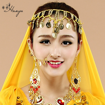 Носна верига с висящ монетен медальон – екзотичен унисекс паладий носен синджир за Belly Dance и индийски сценични изпълнения