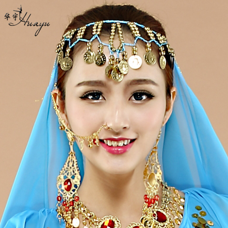 Носна верига с висящ монетен медальон – екзотичен унисекс паладий носен синджир за Belly Dance и индийски сценични изпълнения