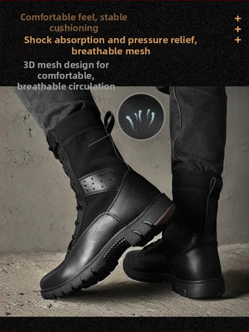Uniszex taktikai harci bakancsok felnőtteknek – vízálló, kopásálló, Átszúrás elleni, magas szárú, túrázásra, kerékpározásra és harcművészetekhez