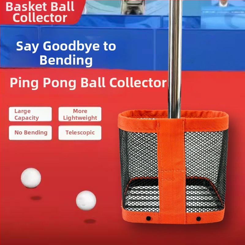 Galda tenisa bumbu vācejs — pārnēsājams teleskopisks tīkla sistēma, piemērots treniņu laukumiem, bez slēgtām leņķiem, bumbu savākšanas grozs
