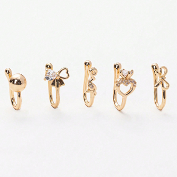 Orrklipsz készlet masni-szív designnal, réz, elektroplattázás, női divat kiegészítő