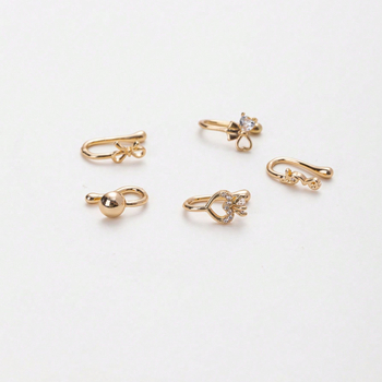 Orrklipsz készlet masni-szív designnal, réz, elektroplattázás, női divat kiegészítő