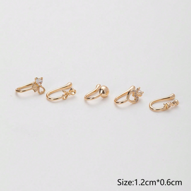 Orrklipsz készlet masni-szív designnal, réz, elektroplattázás, női divat kiegészítő