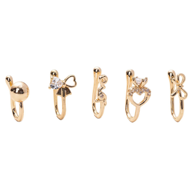 Orrklipsz készlet masni-szív designnal, réz, elektroplattázás, női divat kiegészítő