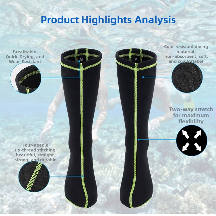 Ponožky potápačské pre dospelých – protisklzné, nadkolenná dĺžka, na plážové snorkeling (Materiál: Nylon; Značka: HomeBest; Kategória produktu: potápačské ponožky)